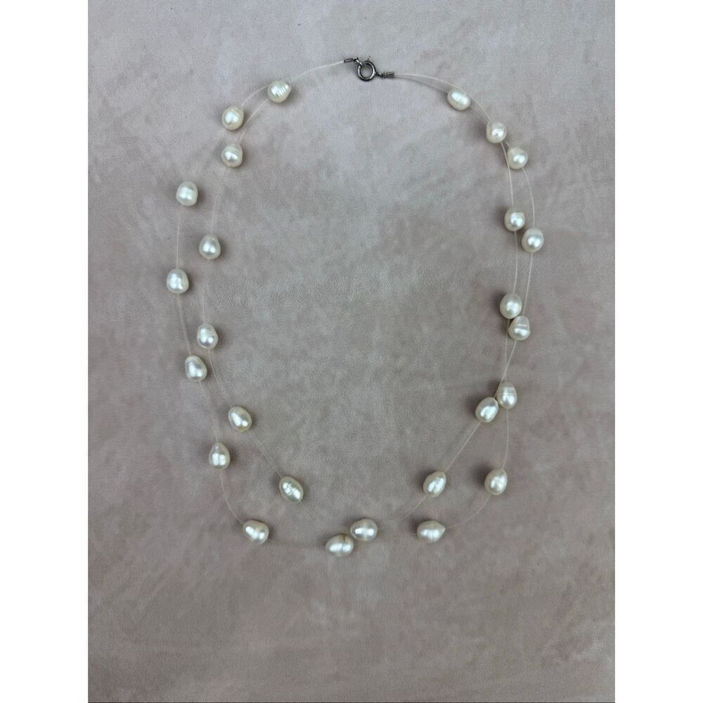 Vintage Freshwater Pearl Double Strand Necklace 925 Clasp